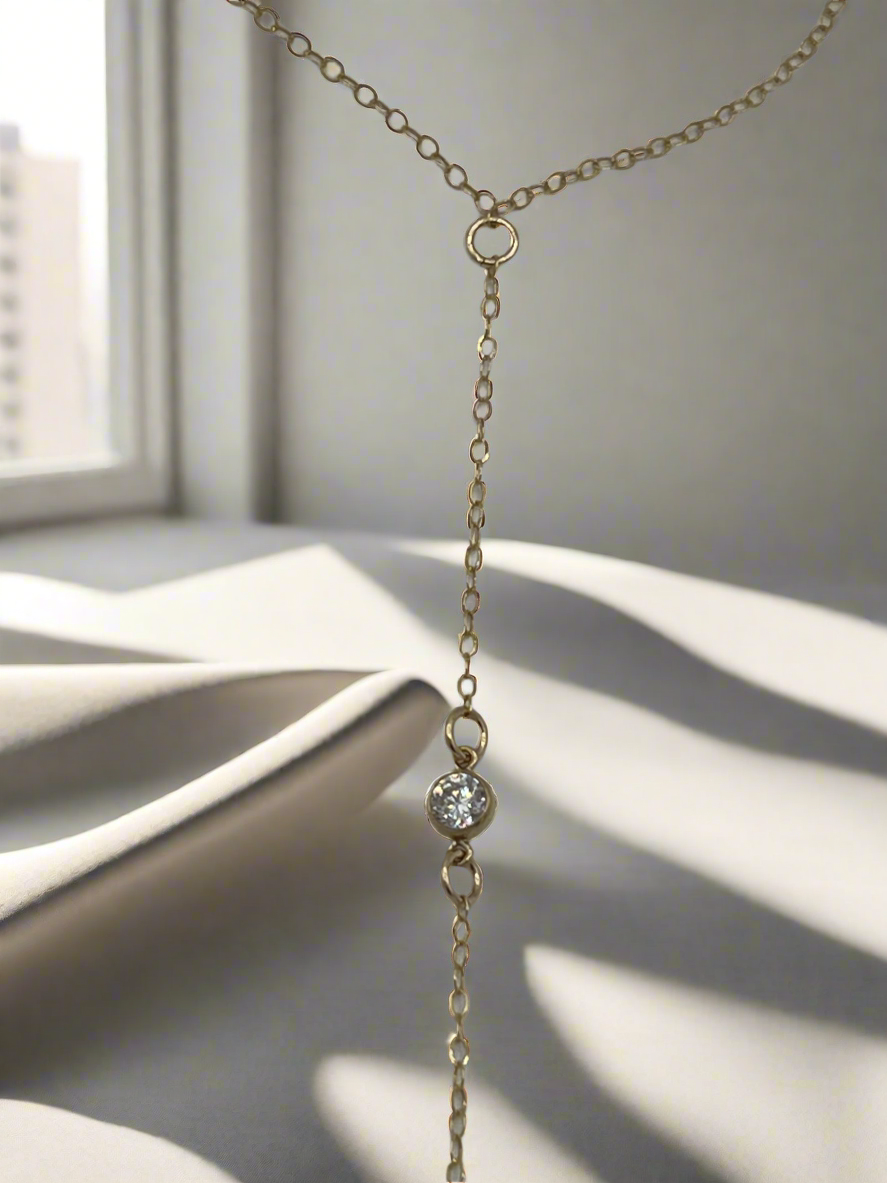 delicate crystal hand chain in 14k gold fill