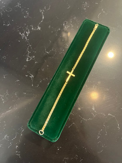 14k Gold Filled Venetian Cross Bracelet