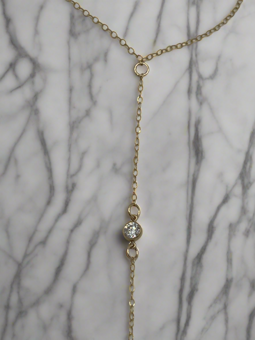 delicate crystal hand chain in 14k gold fill