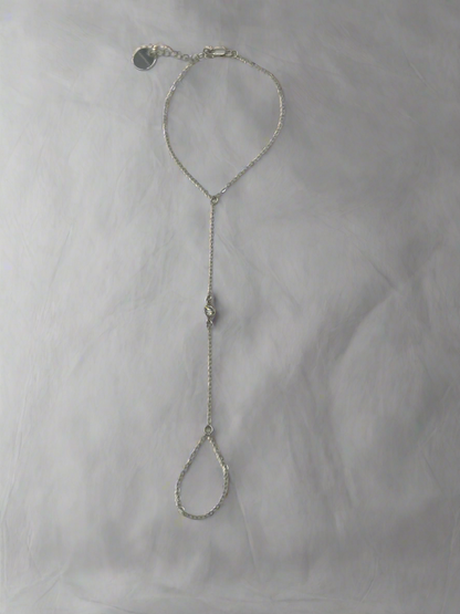 Delicate Crystal Hand Chain in Sterling Silver