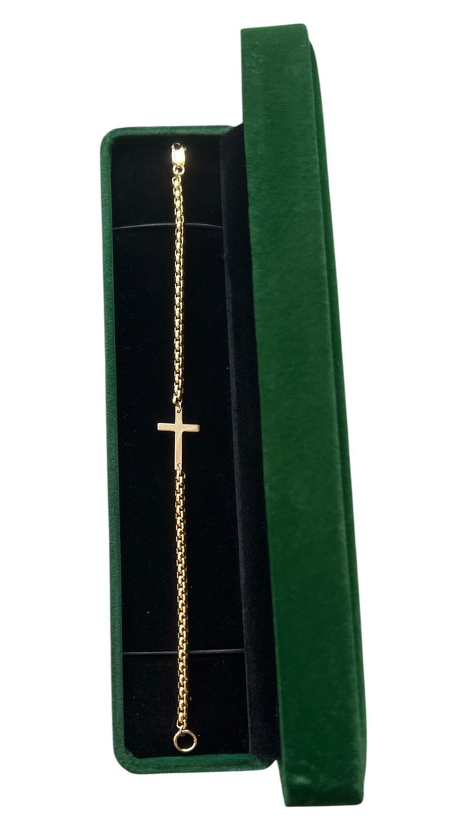 14k gold filled venetian cross bracelet