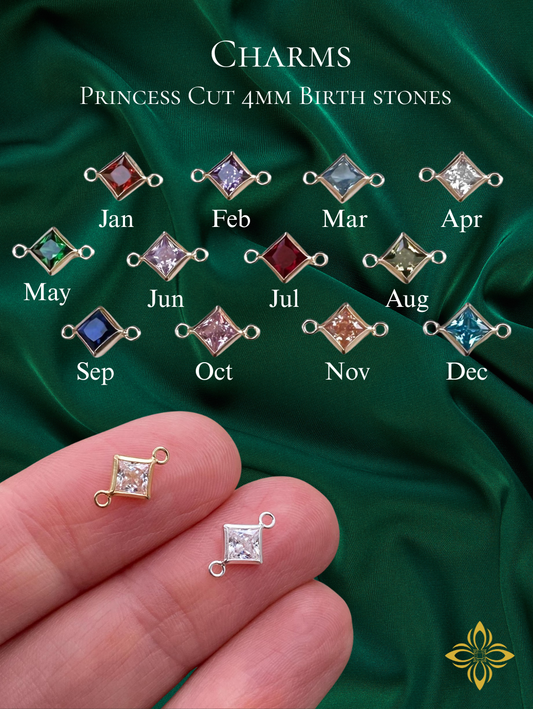 CHARMS BIRTHSTONES PRINCESS CUT 4mm