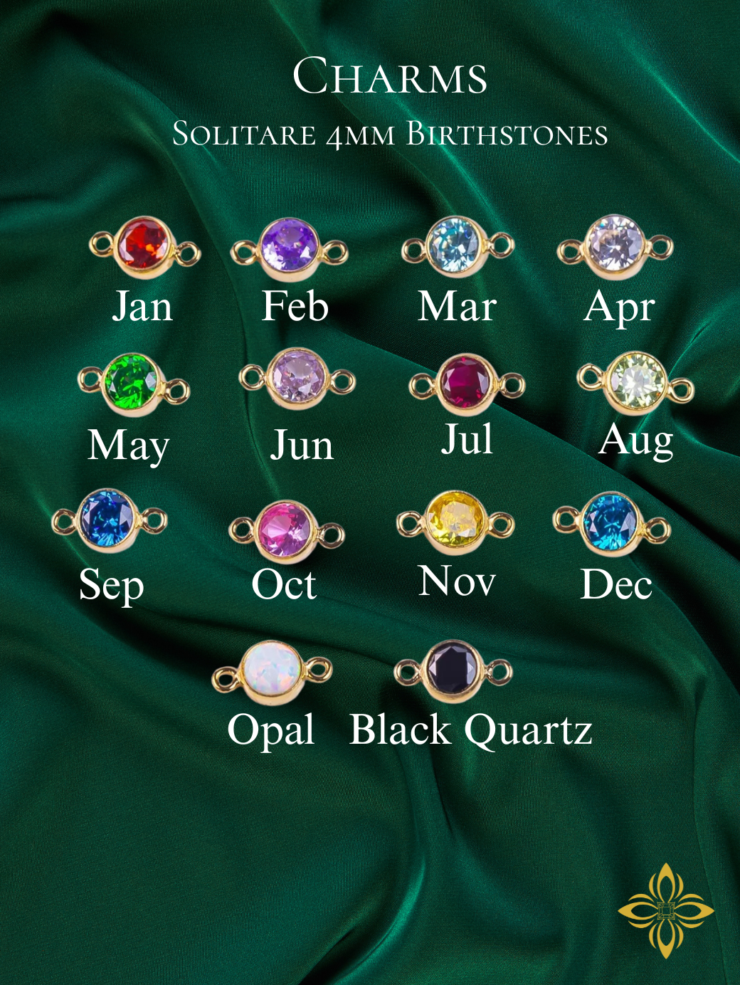 charms birthstones solitare 4mm