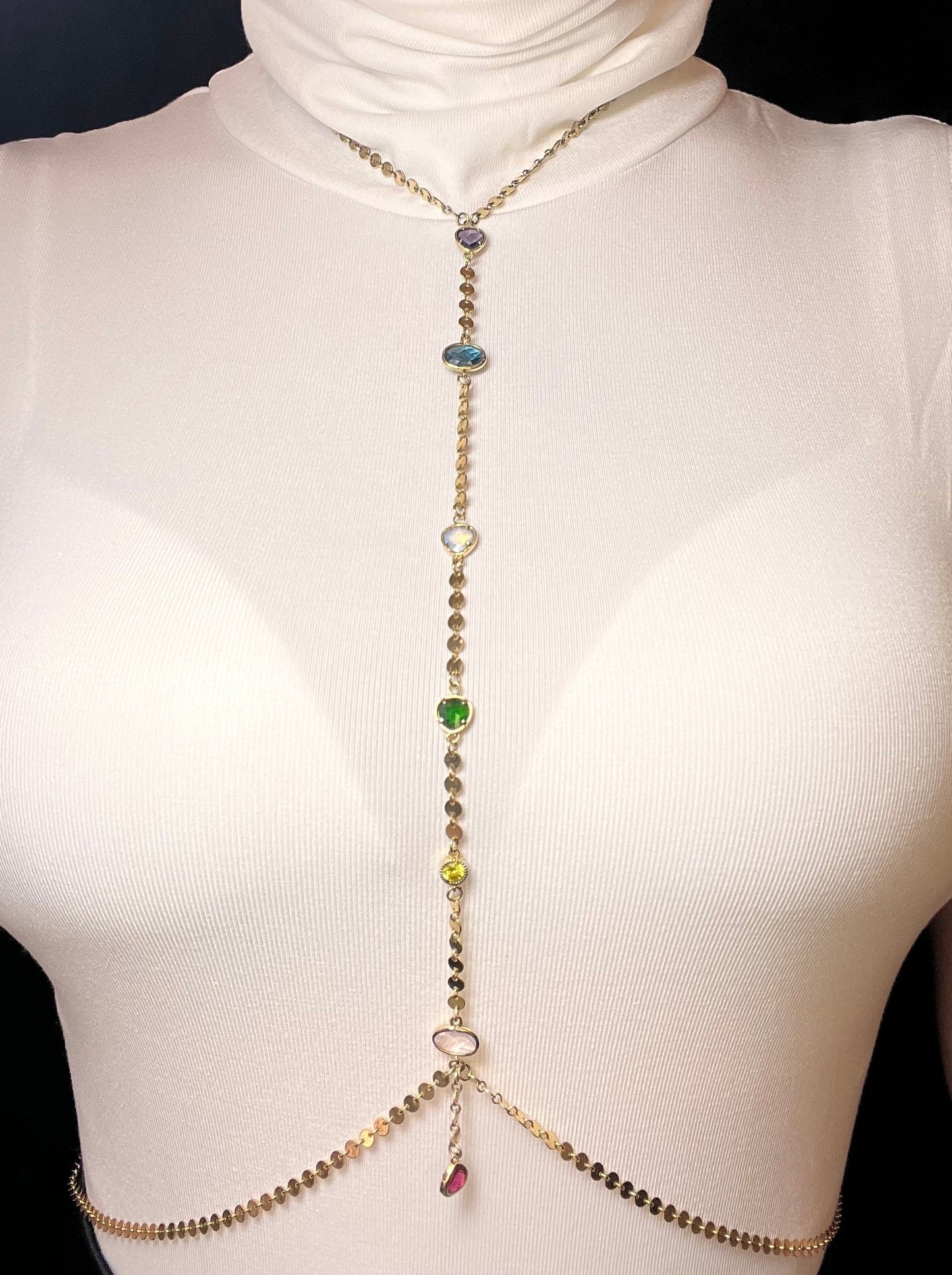 chakra allegra lariat gold body chain